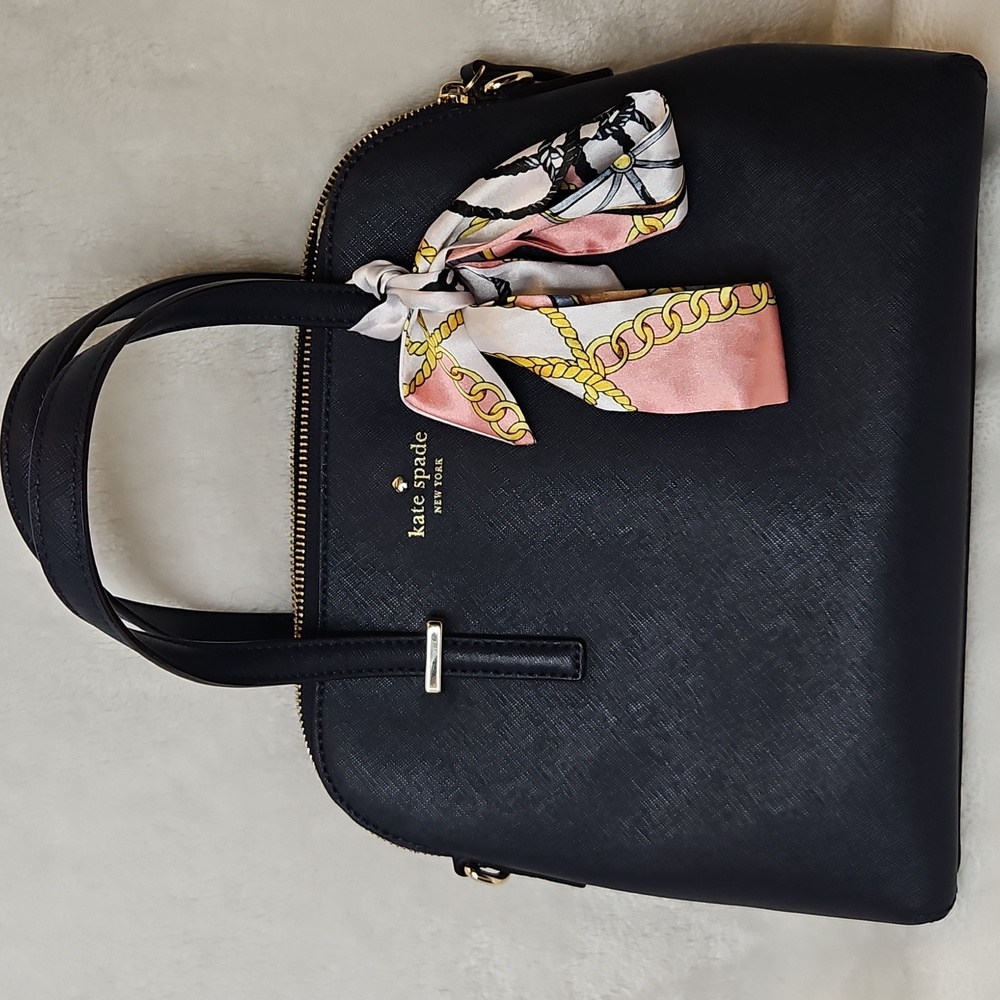Kate Spade Navy Saffiano Leather Satchel Crossbody "Cedar Street Maise"